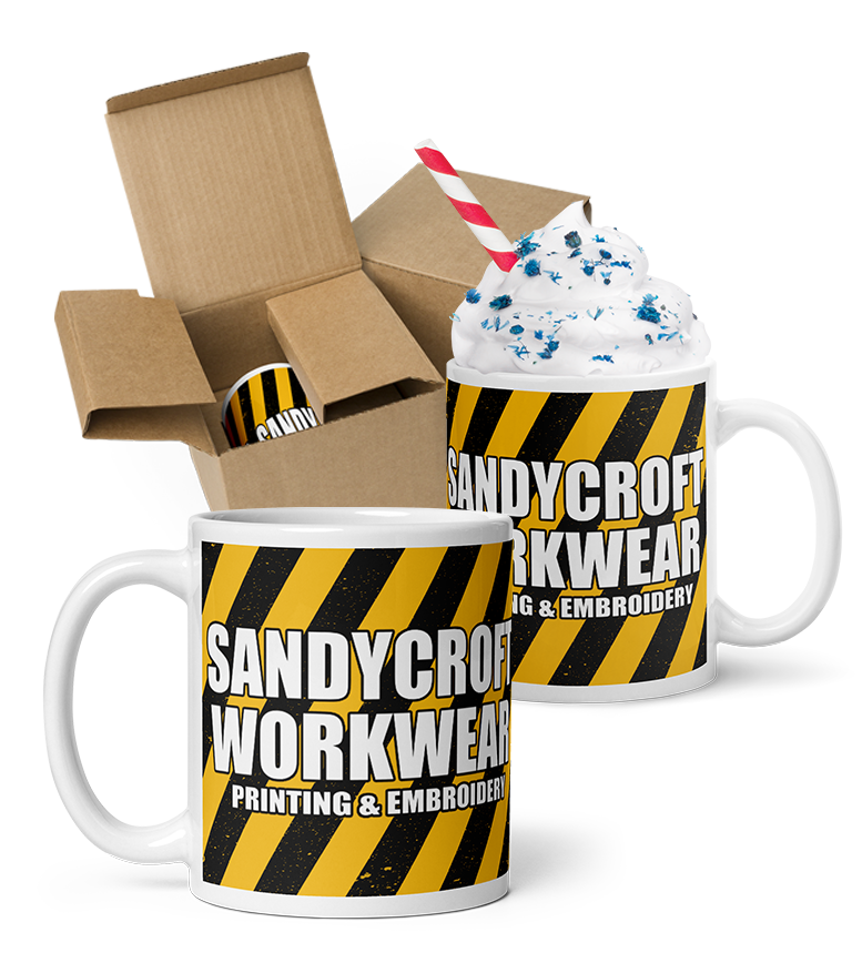 Sandycroft Workwear personalised printed mugs