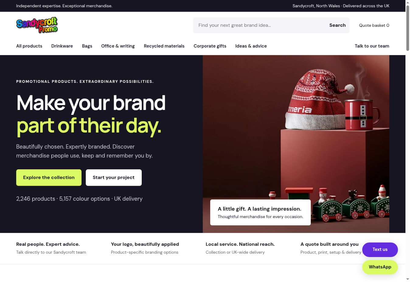 Sandycroft Promo promotional merchandise website design preview